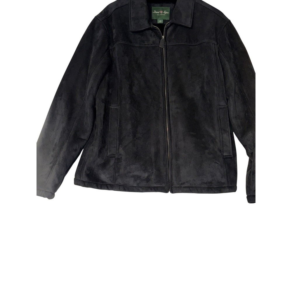 David Taylor Collection Faux Suede Fur Lined Jacket Black Large Minimalist